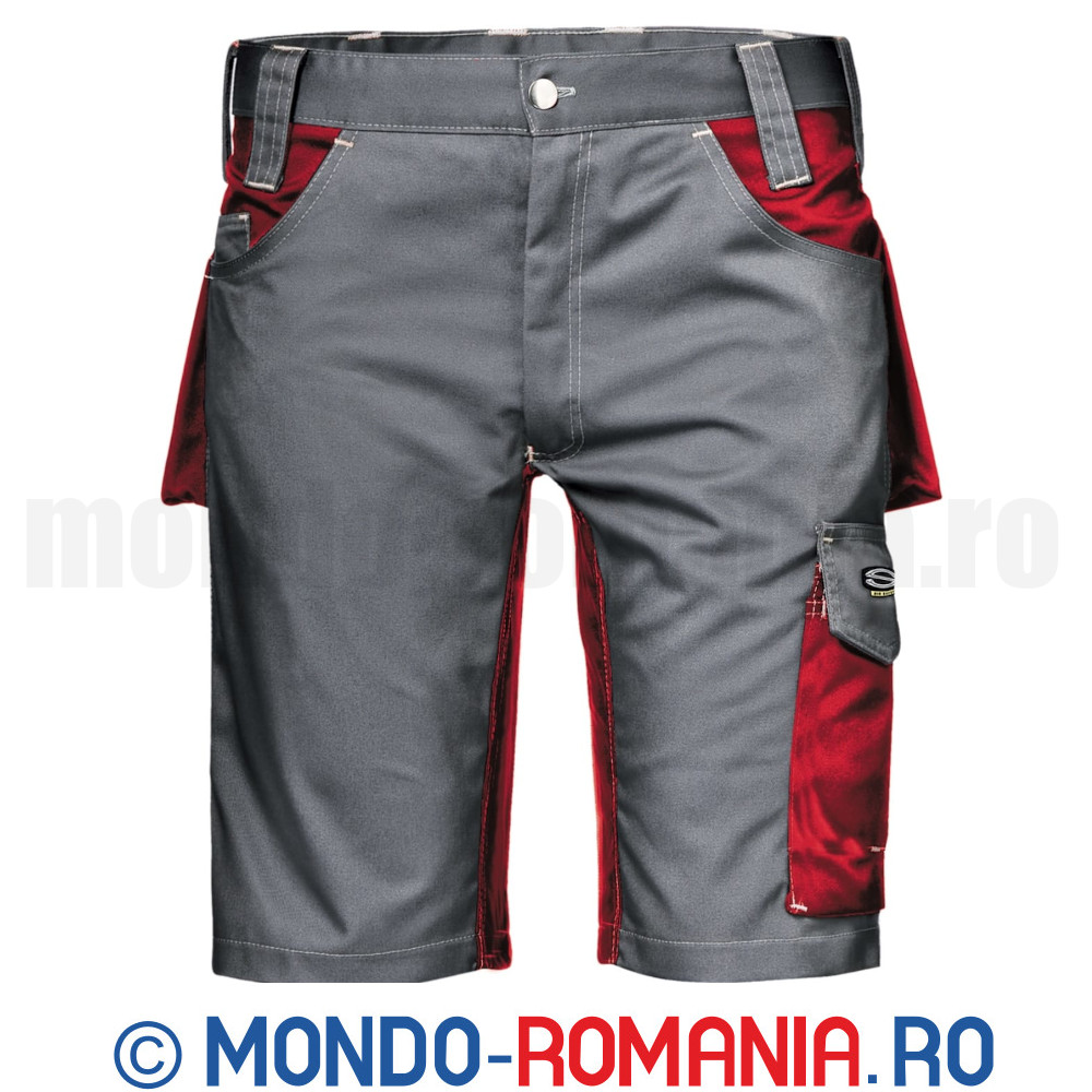 Pantaloni scurti FUSION gri/rosu din material bumbac 100%