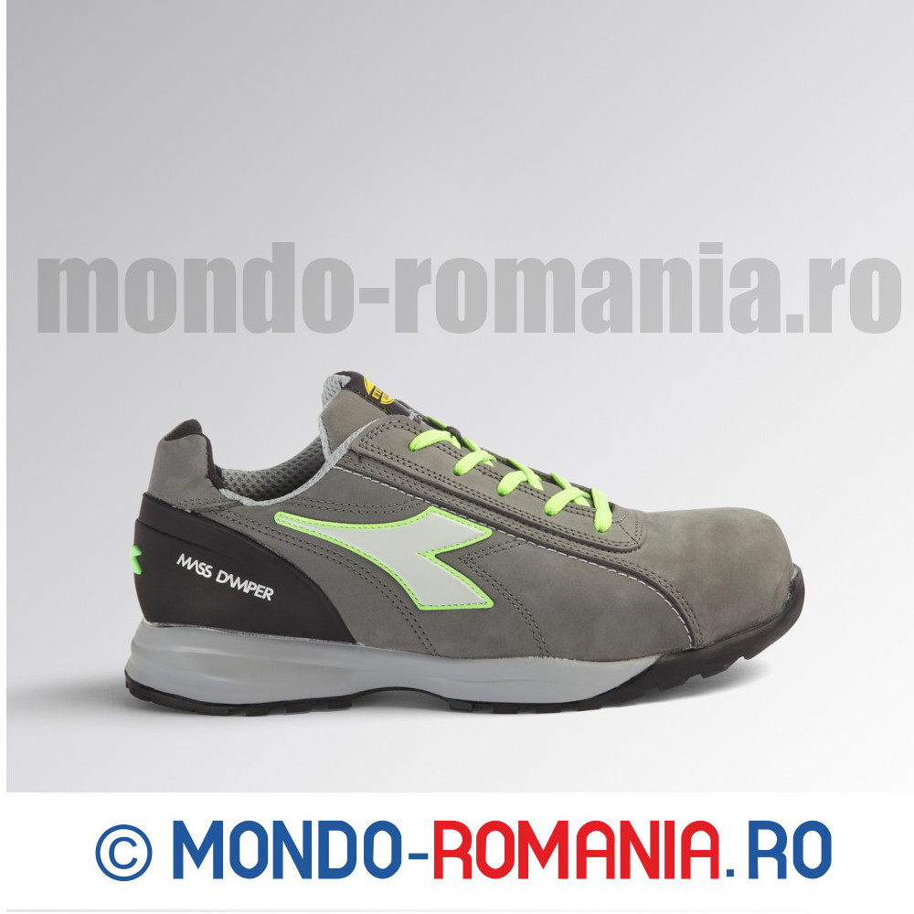 Pantofi de protectie cu bombeu din aluminiu - DIADORA - GLOVE MDS Coal verde S3 HRO SRC