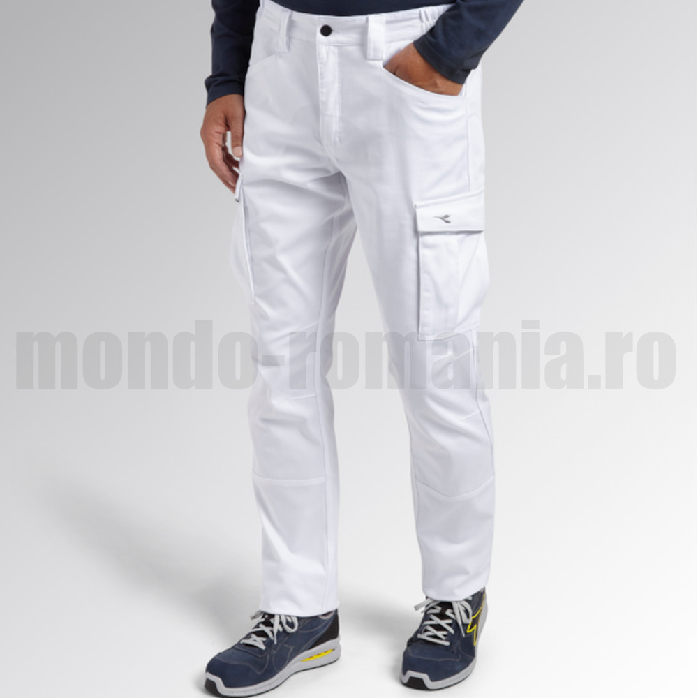 Pantaloni albi de lucru flexibili - DIADORA CARGO STRETCH White