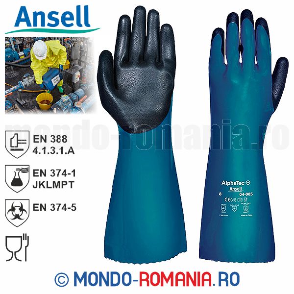 Manusi de protectie la substante chimice si manipulare produse alimentare - ANSELL AlphaTec 04-005