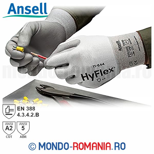 Manusi antitaiere, recomandate pentru manipularea placilor metalice ascutite - ANSELL HyFlex CUT B - 11-644