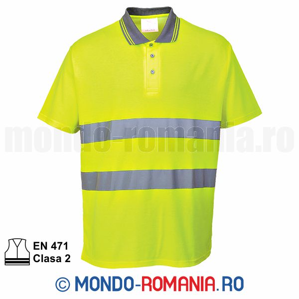 Tricou POLO reflectorizant predominant bumbac - COOL REFLEX neon - S171