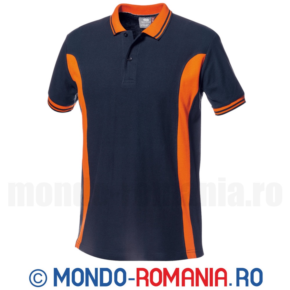 Tricou POLO cu maneca scurta - POLO LUNA bleumarin/ orange