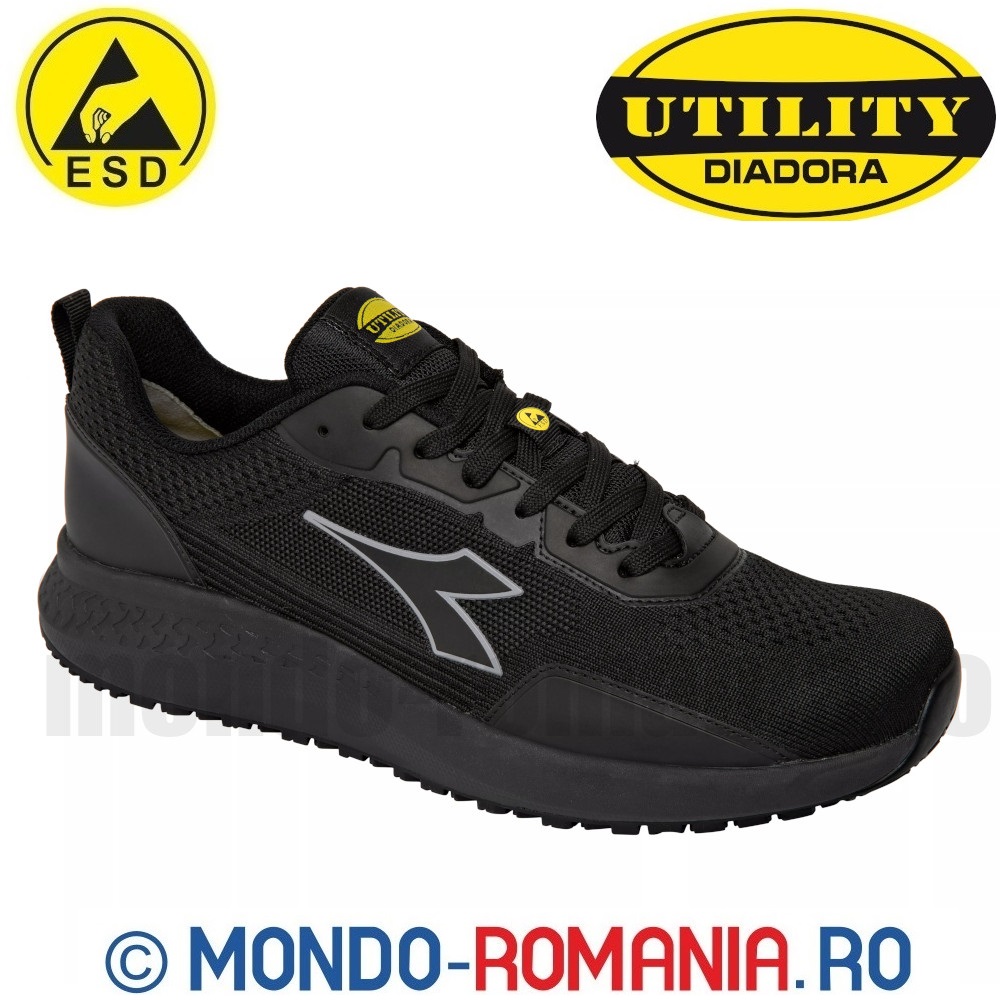 Pantofi de lucru, ESD, fara bombeu - DIADORA CREW EVO Black - SR ESD