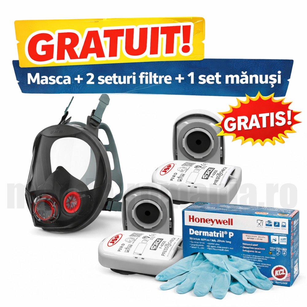 Masca integrala de gaze JSP FORCE10 echipata cu 2 seturi de filtre ABEK1P3 - JSP FORCE10 + ABEK1P3 + GRATUIT 1 set manusi antichimice