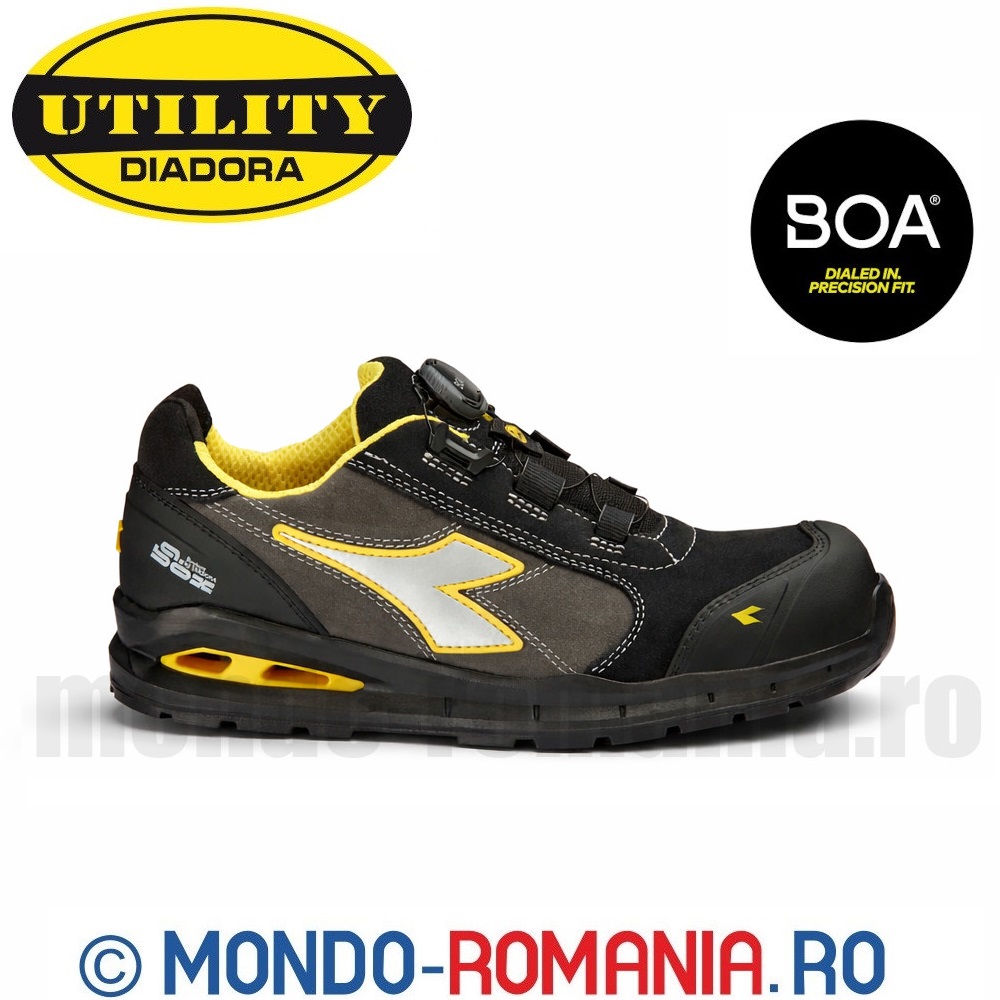 Pantofi de protectie fara elemente metalice, cu sistem de insiretare BOA - DIADORA - RUN AIRBOX BOA Master S3S FO SR SC ESD