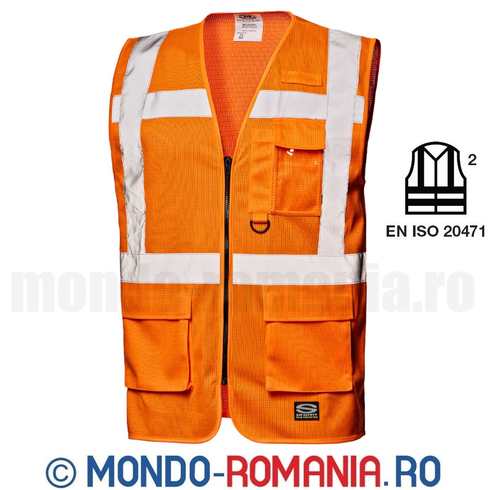 Vesta reflectorizanta orange, respirabila, cu buzunare multiple - ATLAS orange