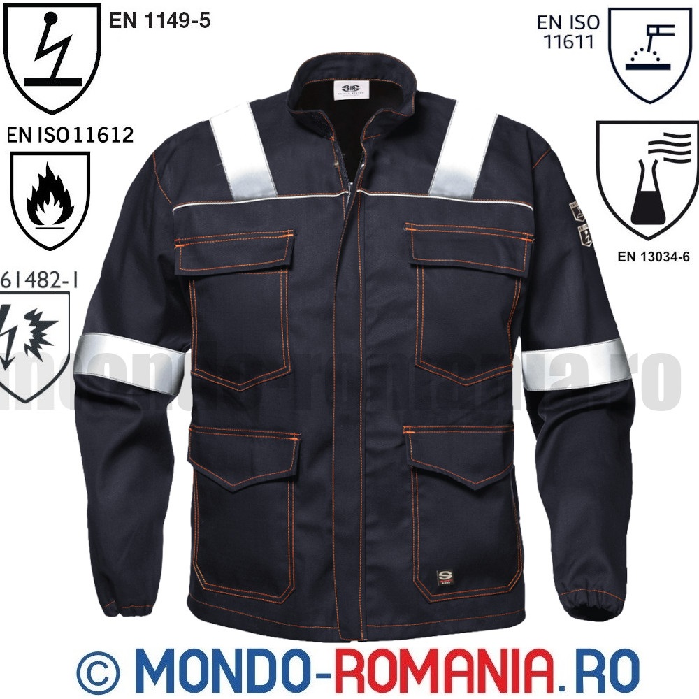 	 Jacheta ignifuga, antistatica, arc electric, antichimica, cu benzi reflectorizante - POLYTECH REFLEX Multi Protection