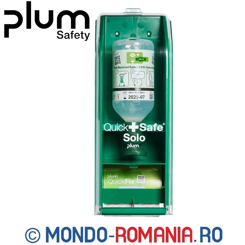 	 Statie de spalare ochi pentru indepartarea particulelor - Statie PLUM QuickSafe® Solo 500ml Wound + QuickFix Elastic - 5192